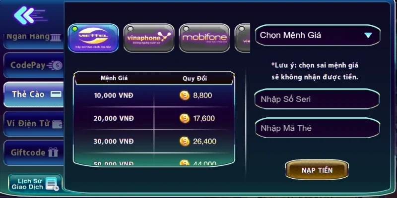 Khi nạp tiền 789Club bắt buộc người chơi phải có acc trong hệ thống